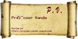 Prácser Vanda névjegykártya