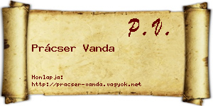 Prácser Vanda névjegykártya